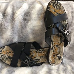 Leather slides, snake print . Size 9 1/2